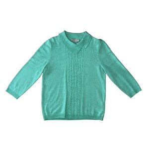 Allison Daley Mint Green Knit Collared Sweater - Small